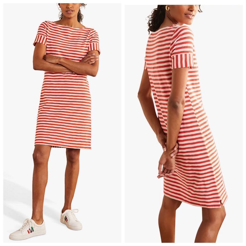 Boden Darcey T-Shirt Dress Cherry Red/Ivory women’s Plus Size 20/22 L
